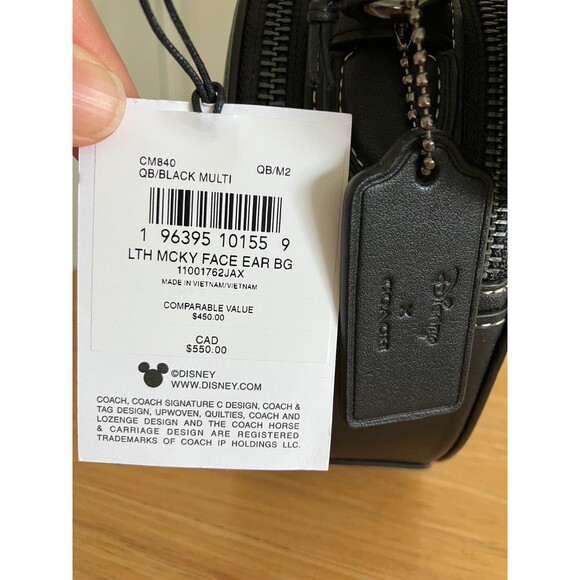 Coach X Disney Mickey Mouse Face Ear Pie Eye Leather Crossbody Bag Lightly Used - Picture 8 of 12